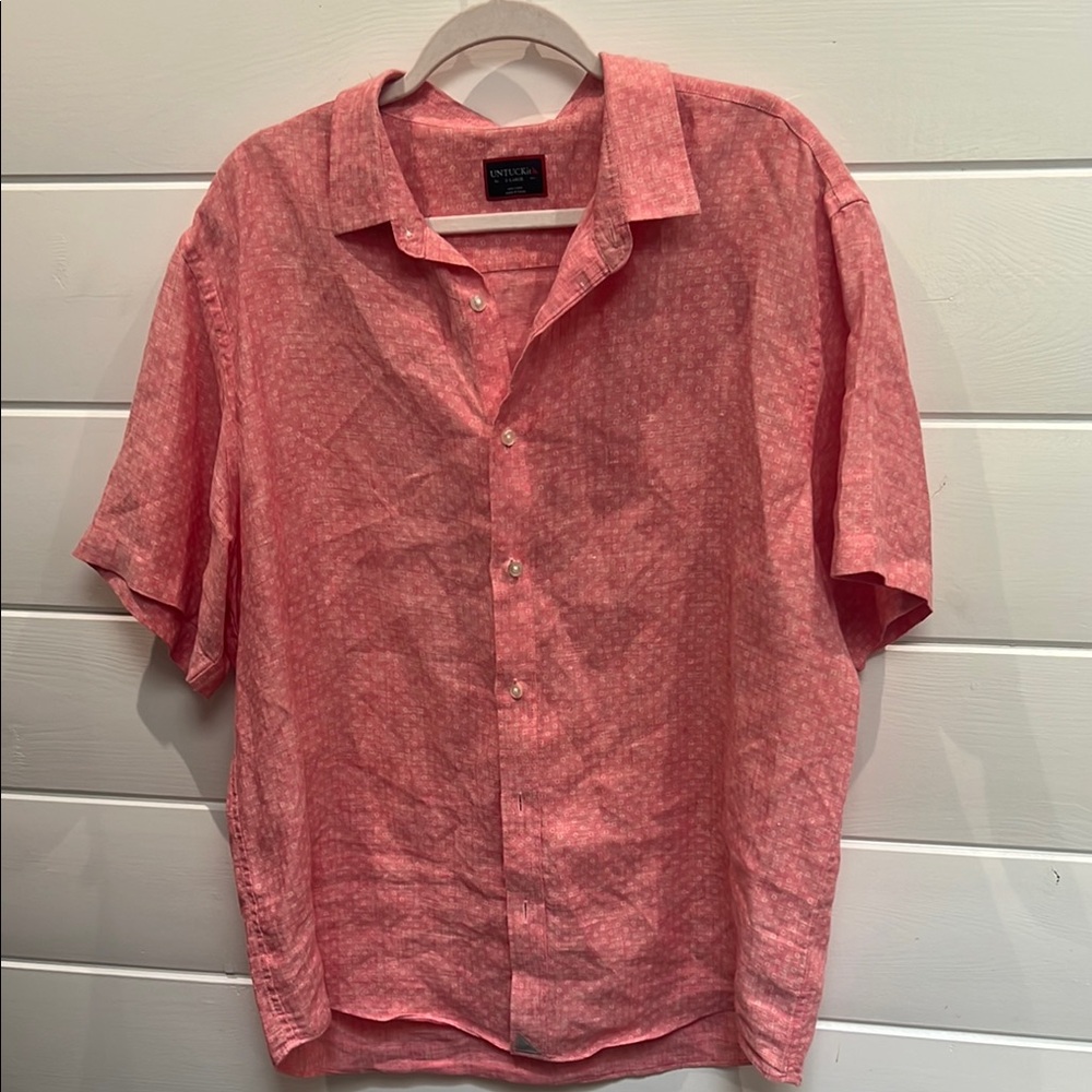 UNTUCKit linen Pink Casual linen Button‎ Down Shirt XL